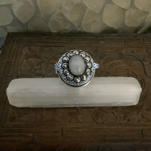 Silver Moonstone Poison Ring - Picture 2 of 11